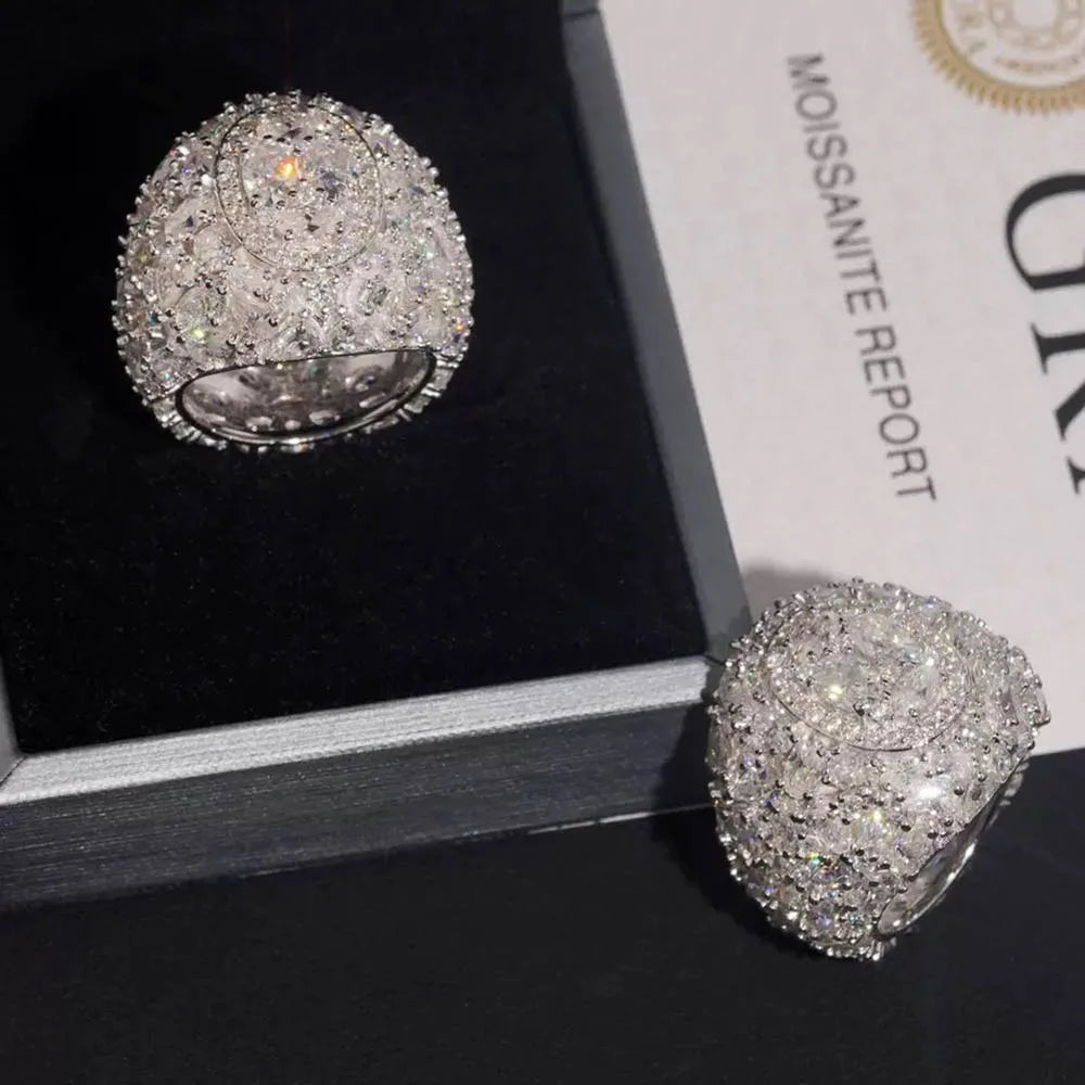 Moissanite Marquise Ring – D Color VVS Iced Out Party Jewelry | 925 Sterling Silver Hip Hop Rock Luxury Ring for Men