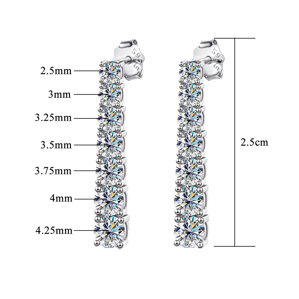 Moissanite Drop Earrings – 2.8CT Tassel Dangle Bridal Wedding Jewelry | 925 Sterling Silver Earrings for Women