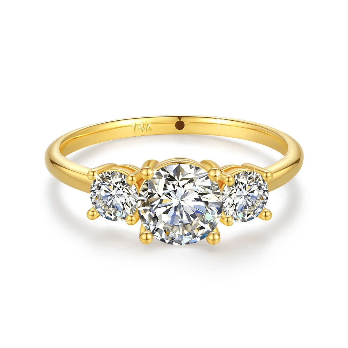 3-Stone Moissanite Engagement Ring – 14K Gold Modern Design | Certified 2025 Trend Luxury Wedding Ring for Women