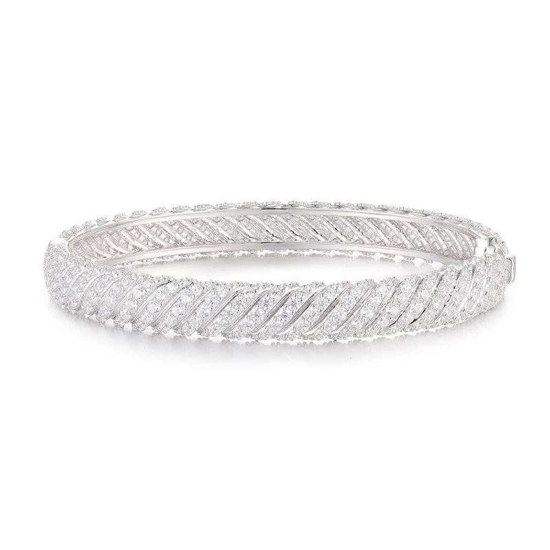 Moissanite Twist Bracelet – 8mm Iced Out | S925 Sterling Silver Hip Hop Jewelry for Men & Women