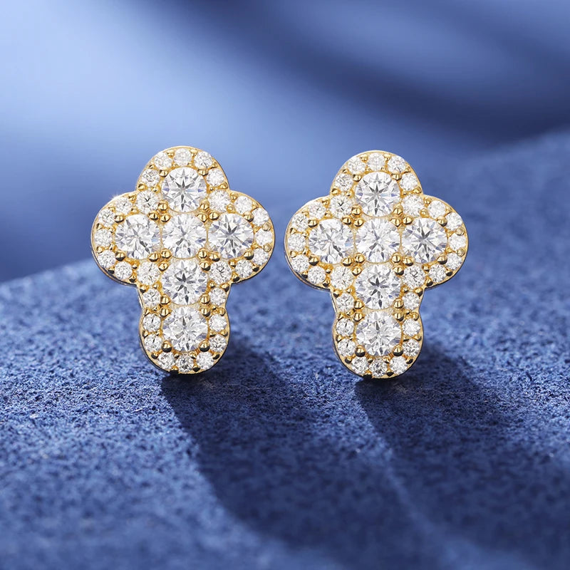 Moissanite Cross Stud Earrings – D VVS Sparkling | 925 Sterling Silver Iced Out Jewelry for Men & Women