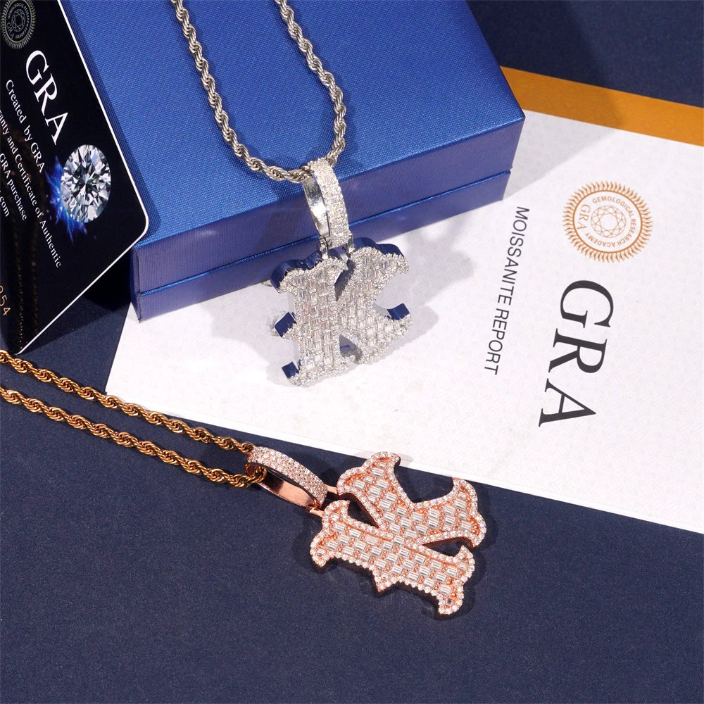 Moissanite Letter Pendant – Hip Hop Design with GRA Certificate | 925 Sterling Silver Fits 10mm Tennis Chain