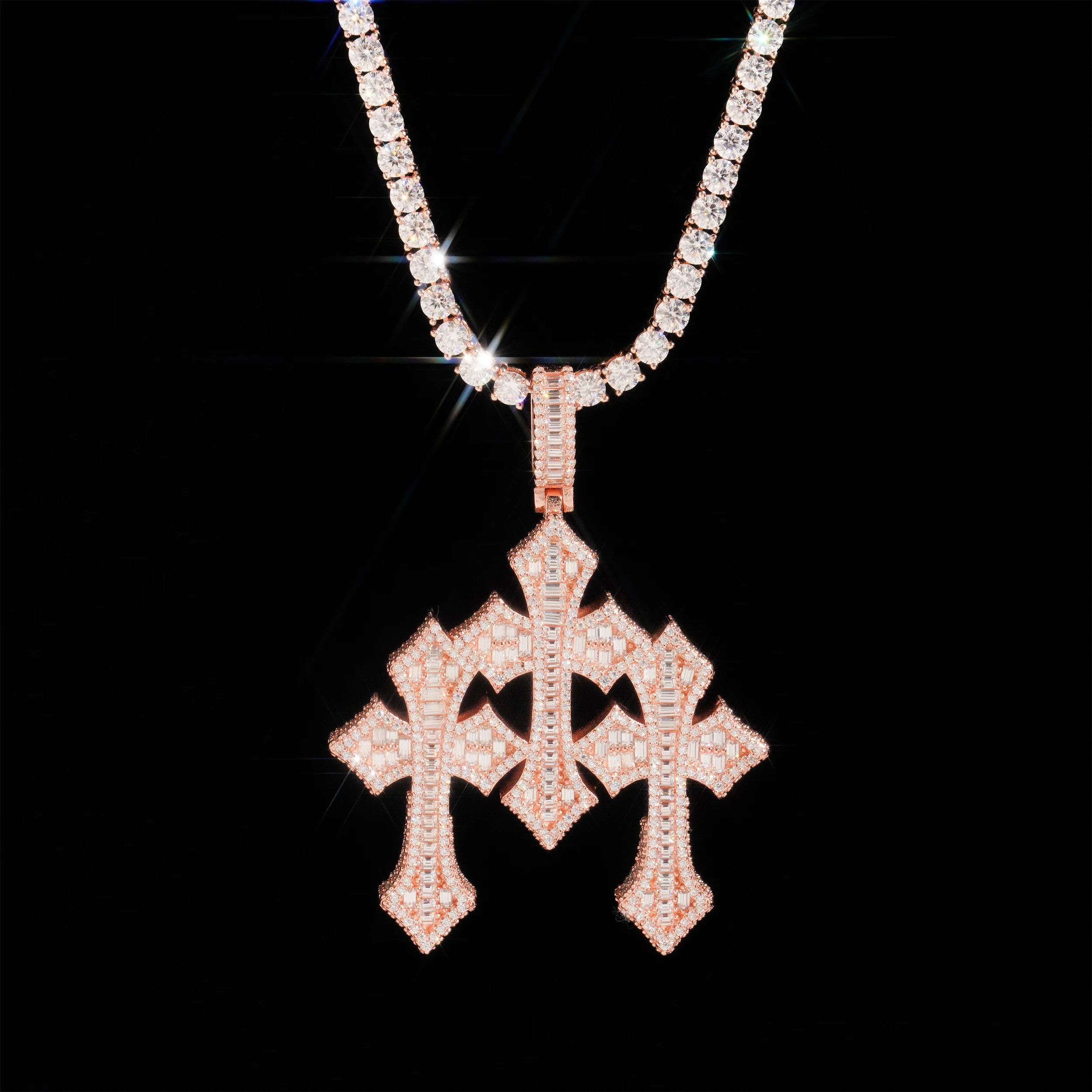Moissanite Oversized Cross Pendant – GRA Certified | 925 Sterling Silver Fits 8mm Tennis Chain Hip Hop Jewelry