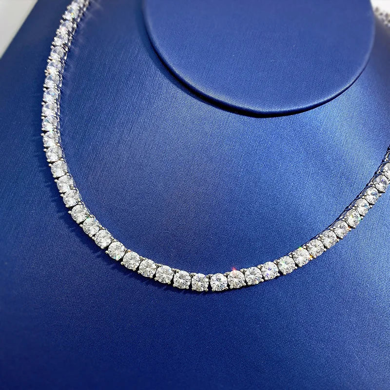 Moissanite Diamond Necklace – Trendy 100% Real Engagement Wedding Choker | 925 Sterling Silver Jewelry for Women & Men