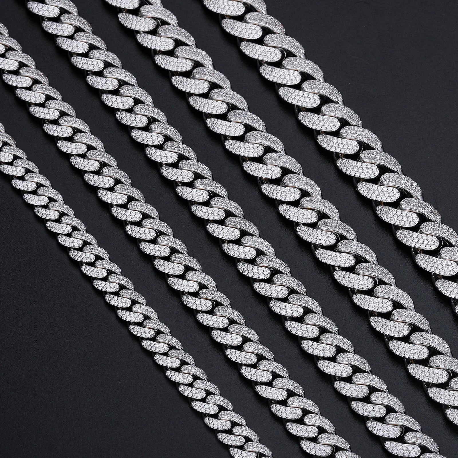 Moissanite Cuban Link Chain Necklace – 8mm–20mm | S925 Sterling Silver Hip Hop Jewelry for Men & Women