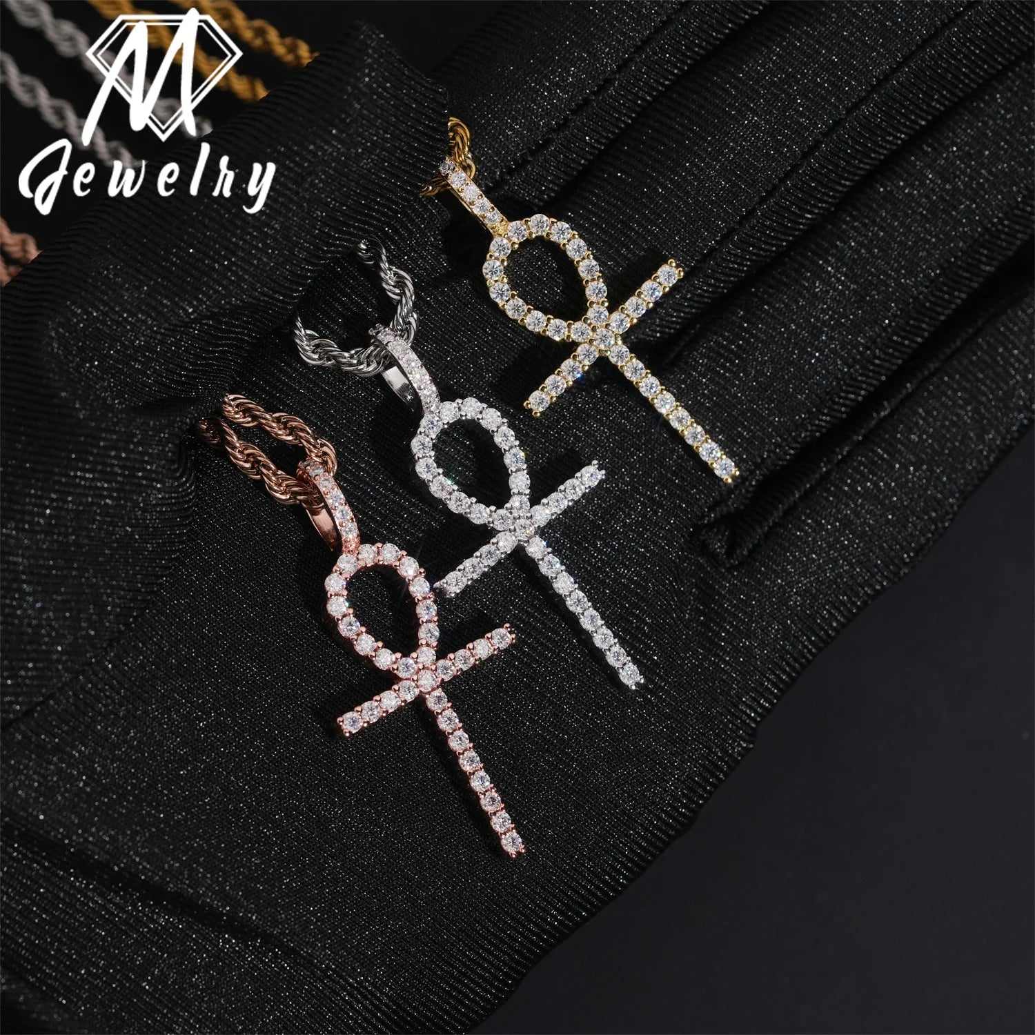 Moissanite Cross Pendant – Iced Out Diamond Hip Hop Jewelry | 925 Sterling Silver New Arrivals Bulk Stock Pendants Set