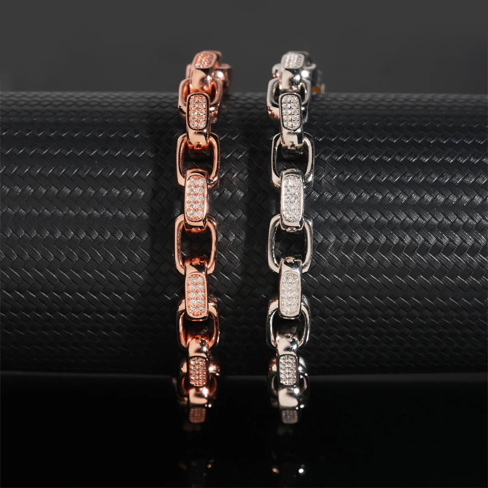 Moissanite Bracelet – 8mm D Color Hip Hop Buckle Design | S925 Sterling Silver with Certificate Fashion Jewelry