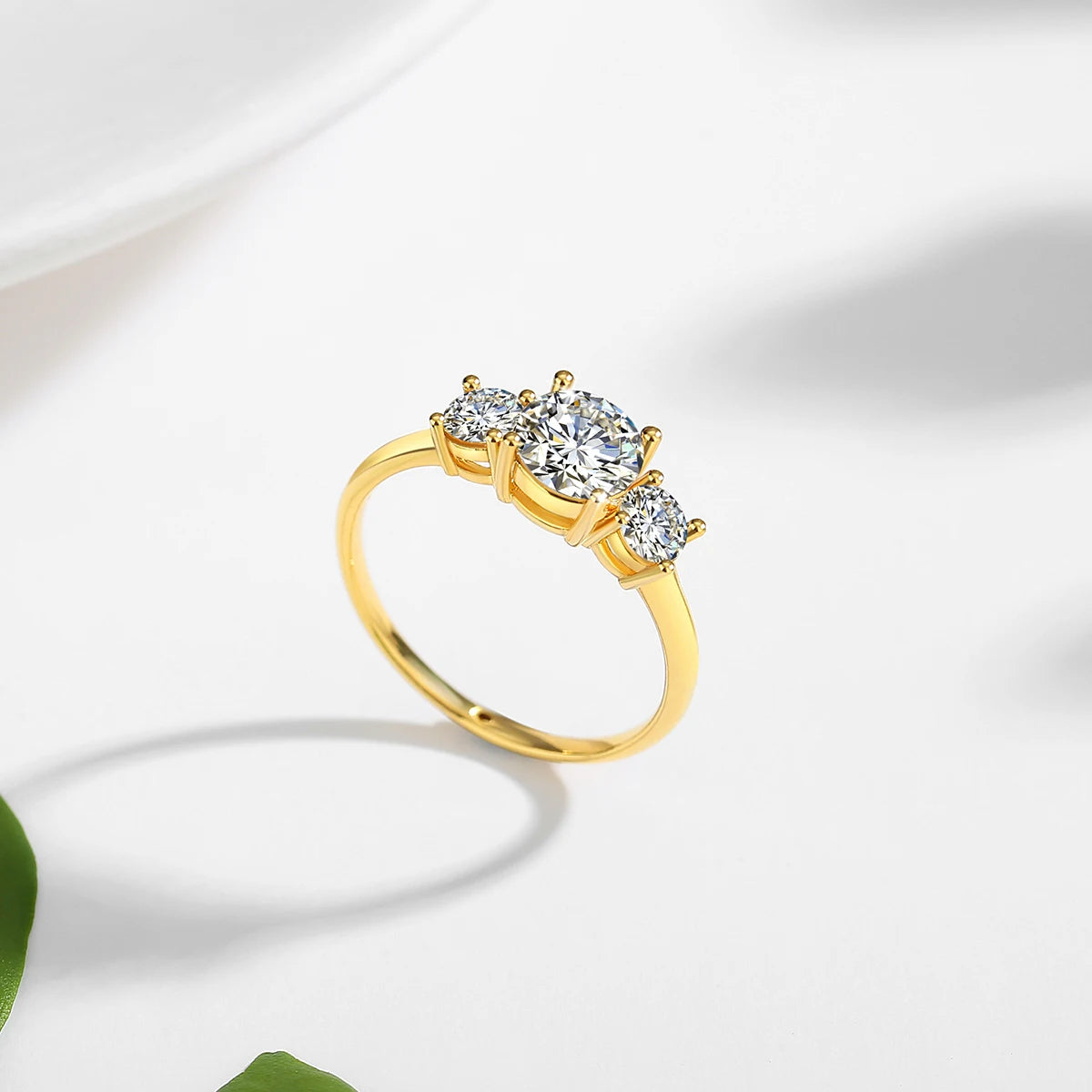 3-Stone Moissanite Engagement Ring – 14K Gold Modern Design | Certified 2025 Trend Luxury Wedding Ring for Women