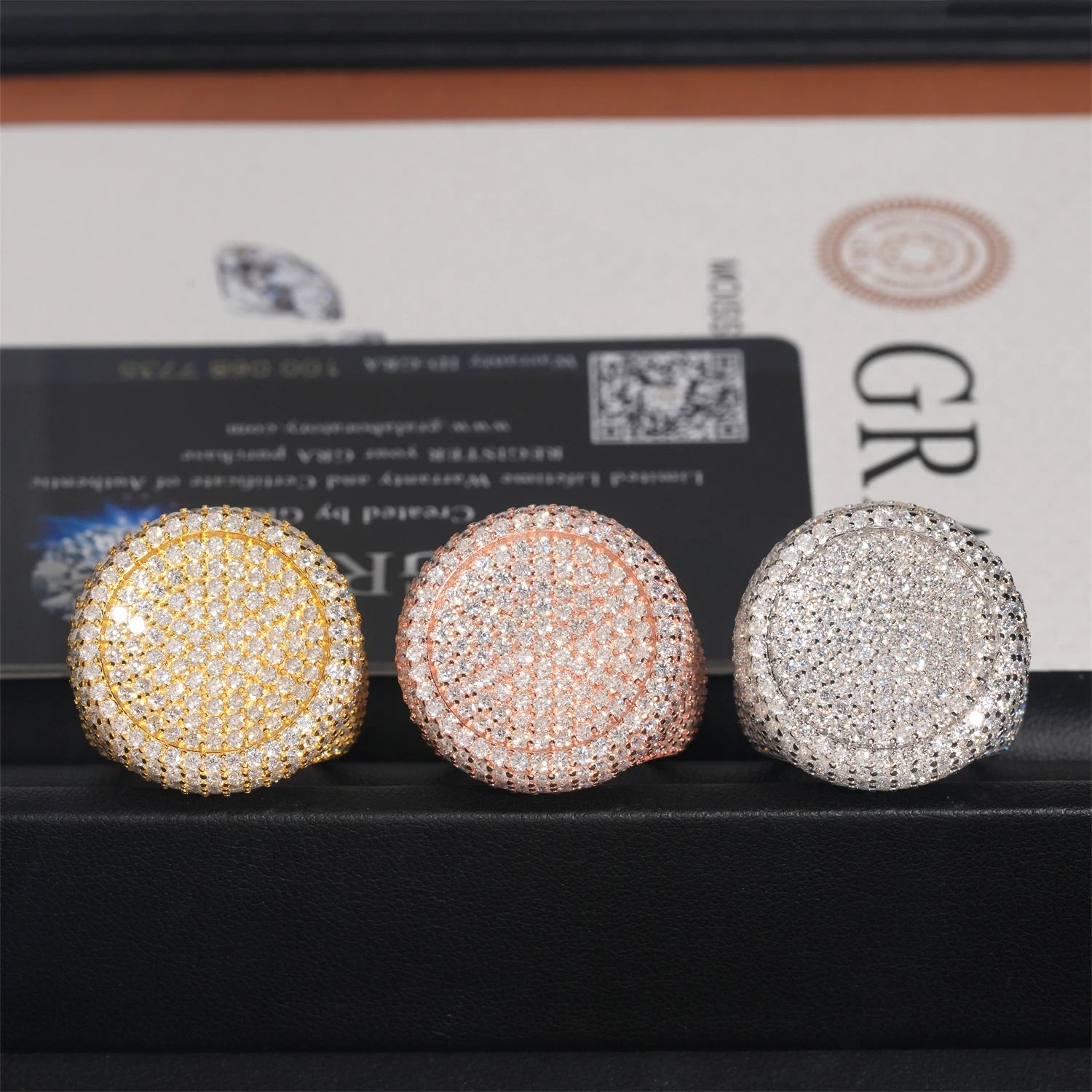 Moissanite Round Ring – D Color Hip Hop Design with GRA Certificate | S925 Sterling Silver Jewelry
