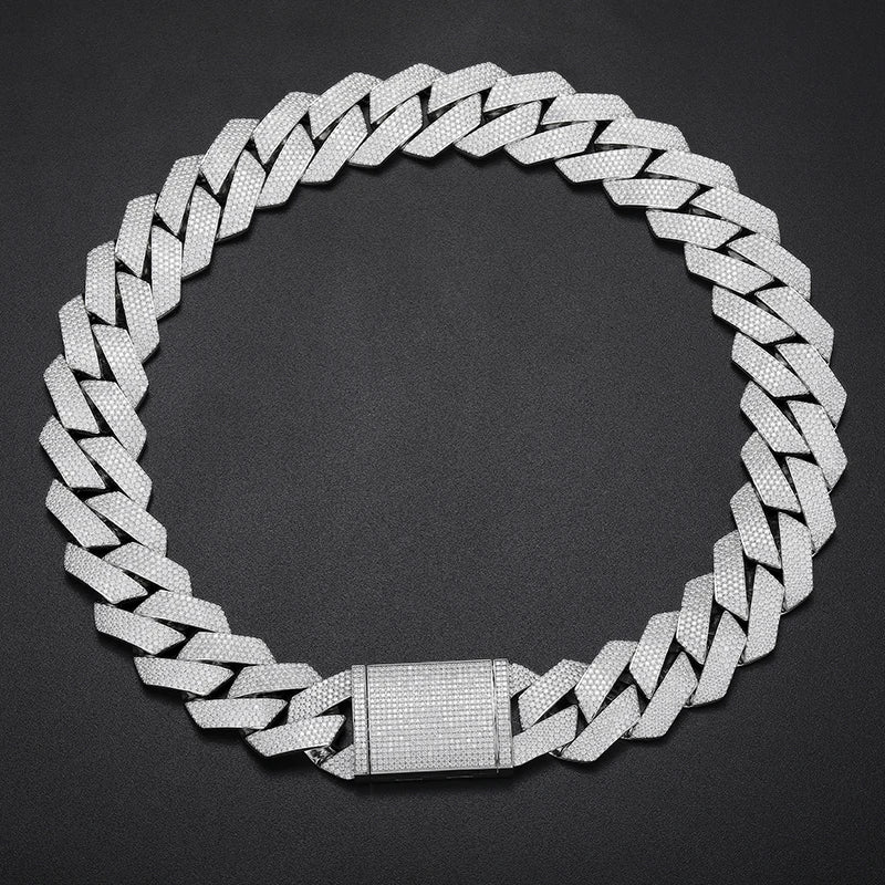 Moissanite Cuban Link Chain Necklace – 16mm 20mm 27mm Miami | S925 Sterling Silver Hip Hop Jewelry for Men & Women