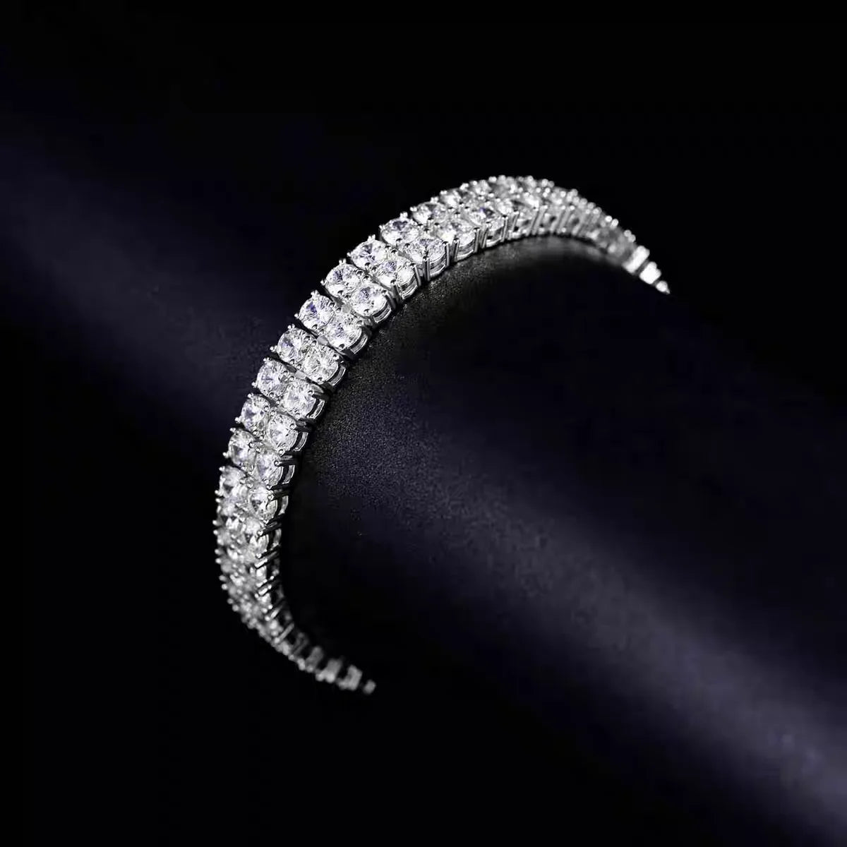 Moissanite Tennis Bracelet – Full 3mm Double Row Certified Diamond Hip Hop Hand Chain Gift | 925 Sterling Silver Jewelry for Women & Men
