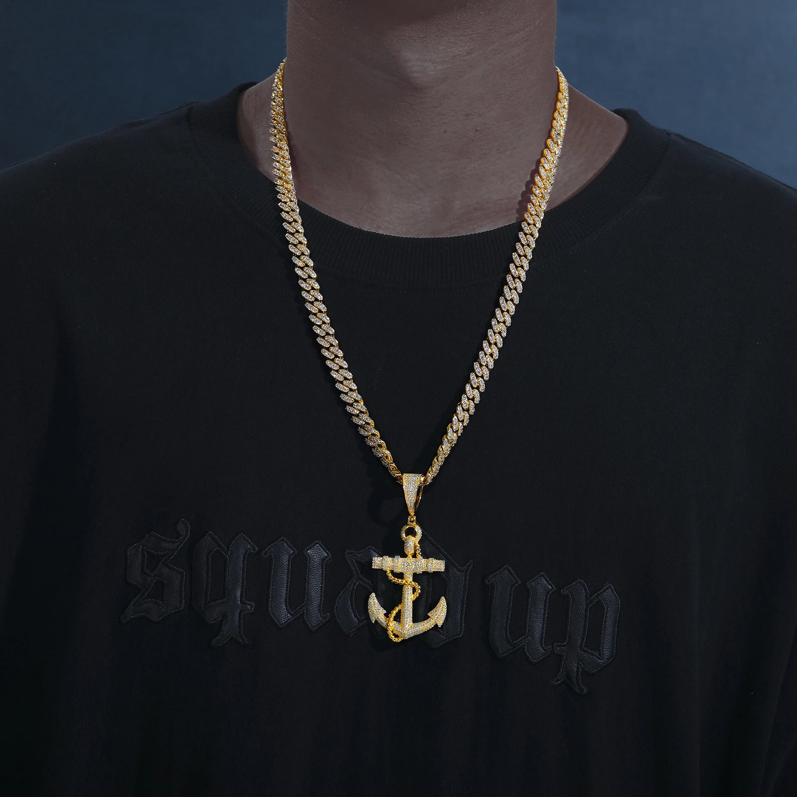 Moissanite Anchor Pendant Necklace – Iced Out Design | 925 Sterling Silver Hip Hop Jewelry for Men & Women