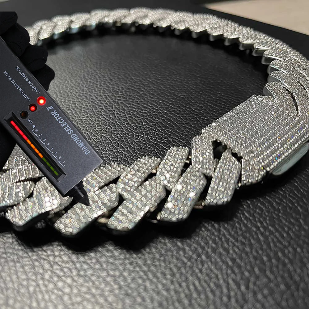 Moissanite Cuban Link Chain Necklace – 25mm Thick Miami Hip Hop VVS | 925 Sterling Silver Jewelry for Men