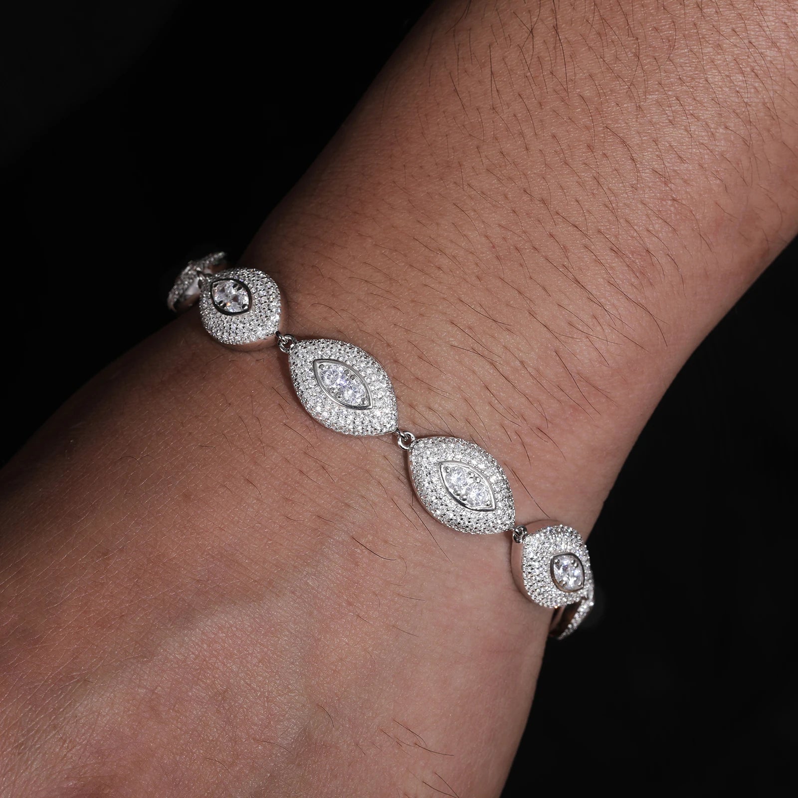 Moissanite Eye Bracelet – Iced Out Prong Setting | S925 Sterling Silver Hip Hop Jewelry for Men & Women