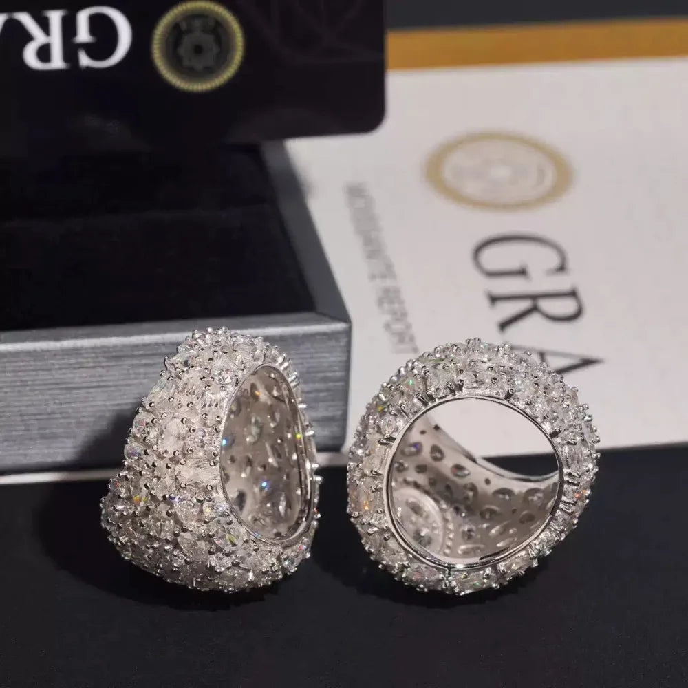 Moissanite Marquise Ring – D Color VVS Iced Out Party Jewelry | 925 Sterling Silver Hip Hop Rock Luxury Ring for Men