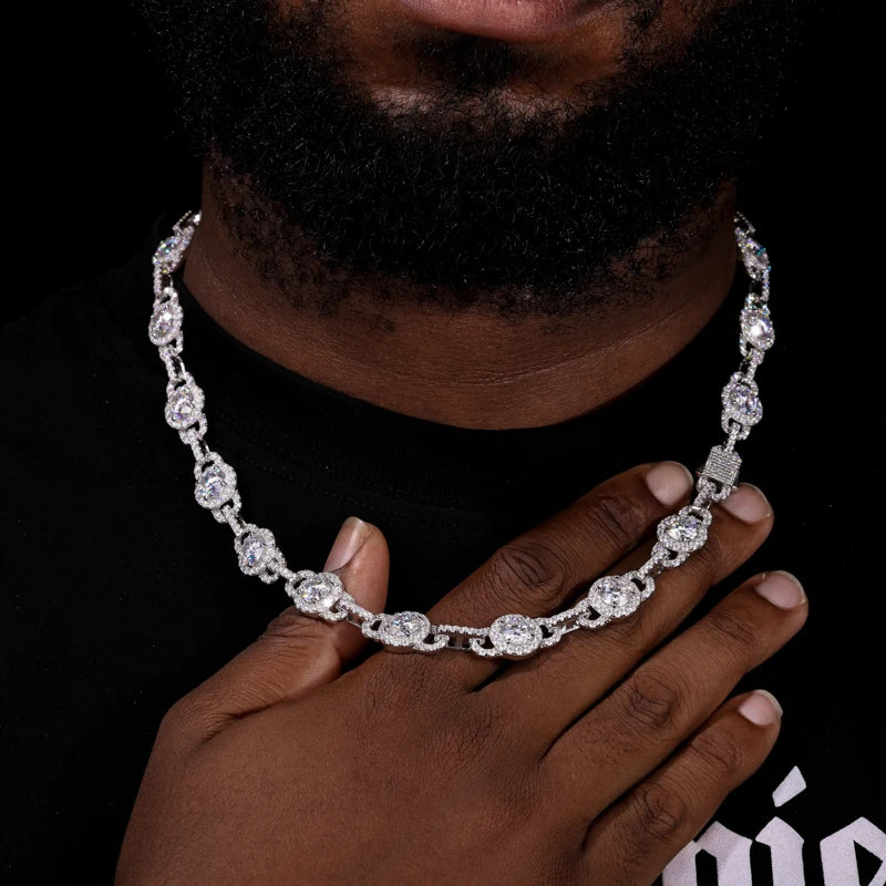 Moissanite Necklace – Iced Out D Color Hip Hop Link Chain with GRA Certificate | 925 Sterling Silver Diamond Jewelry for Men & Women