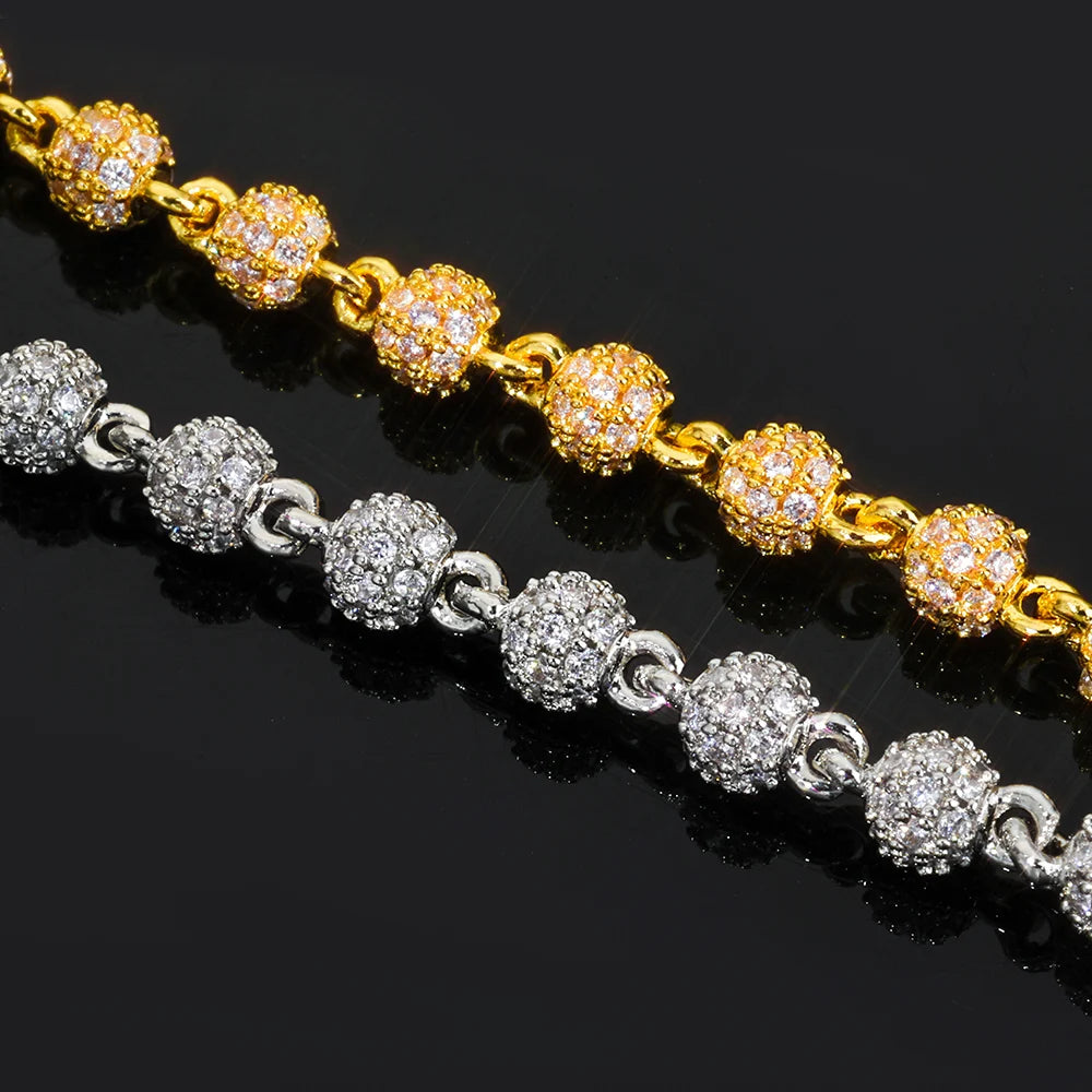 Moissanite Bead Cuban Chain Necklace – 4mm Customized New Design Shiny Iced Out VVS Hip Hop | 925 Sterling Silver Jewelry