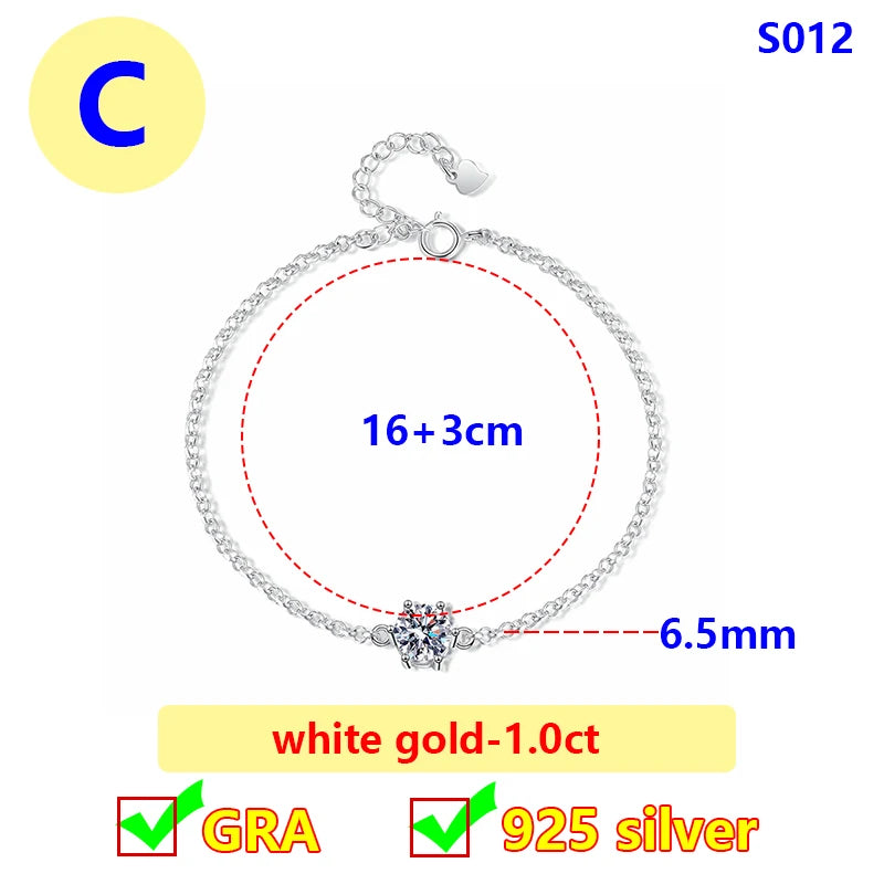 Moissanite Bracelet – Elegant Flower Wedding Jewelry Gift | 925 Sterling Silver Diamond Bracelet for Women