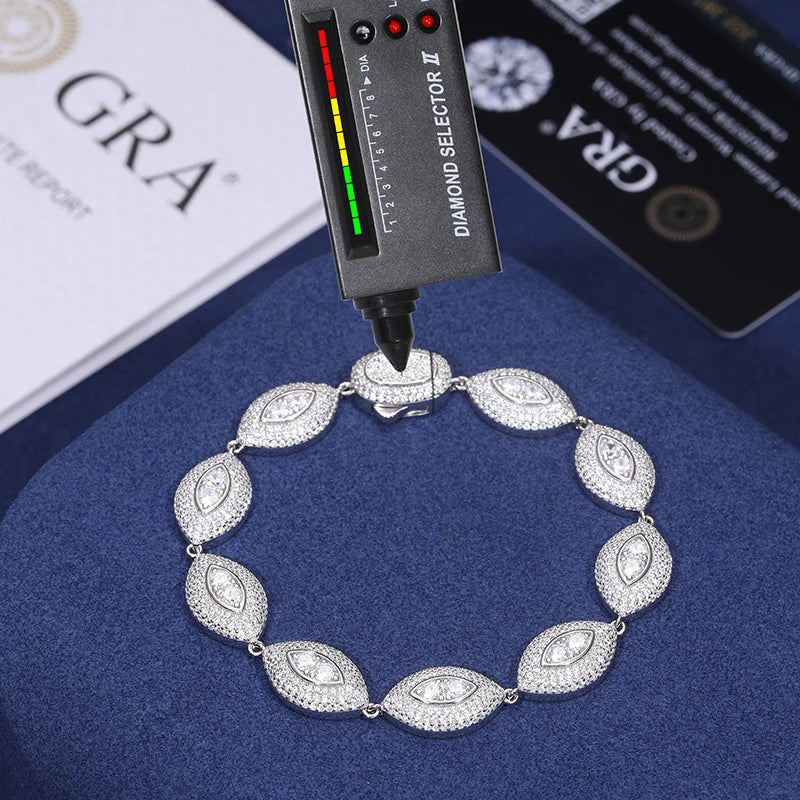 Moissanite Eye Bracelet – Iced Out Prong Setting | S925 Sterling Silver Hip Hop Jewelry for Men & Women
