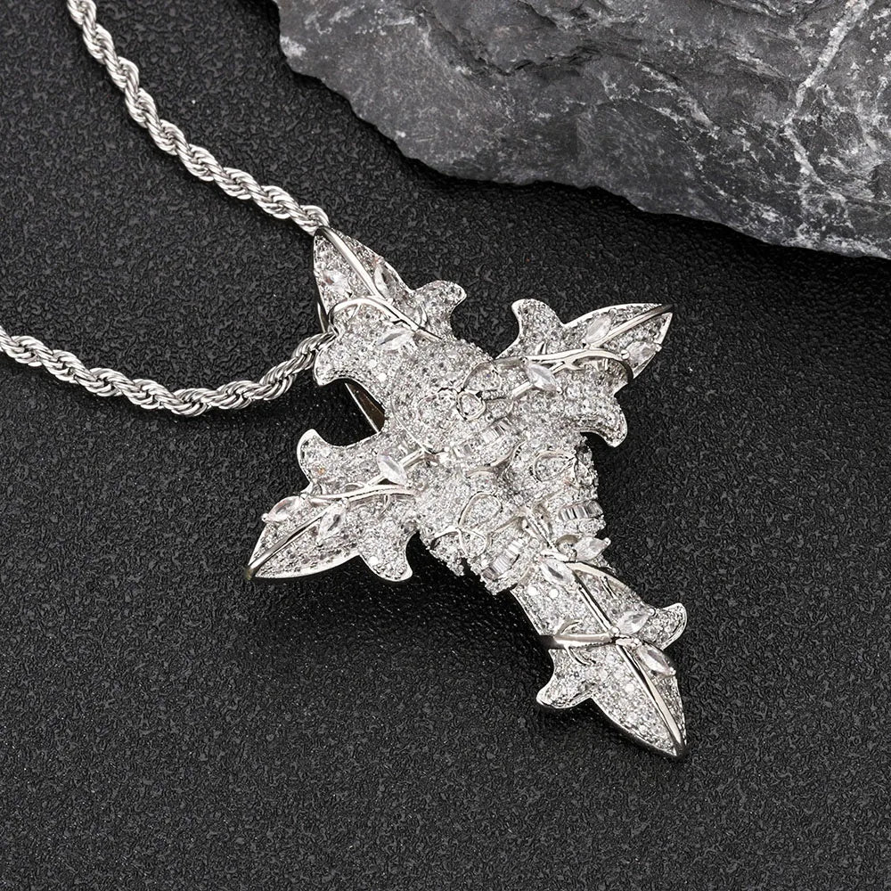 Moissanite Cross Pendant – 2.5" Tall Custom Hip Hop Iced Out VVS Diamond | 925 Sterling Silver Jewelry