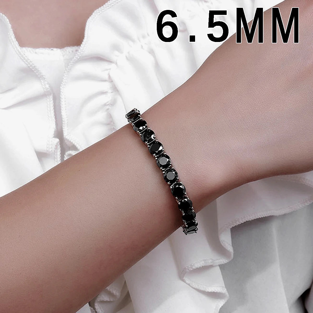 Black Moissanite Tennis Bracelet – 3mm–6.5mm | 925 Sterling Silver Premium Luxury Jewelry Gift for Men & Women