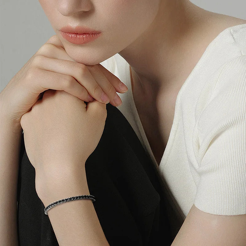 Moissanite Tennis Bracelet – 3mm 4mm Black Full Diamond GRA Certified Hip Hop | 925 Sterling Silver 18K Gold Plated Bracelet for Women & Men