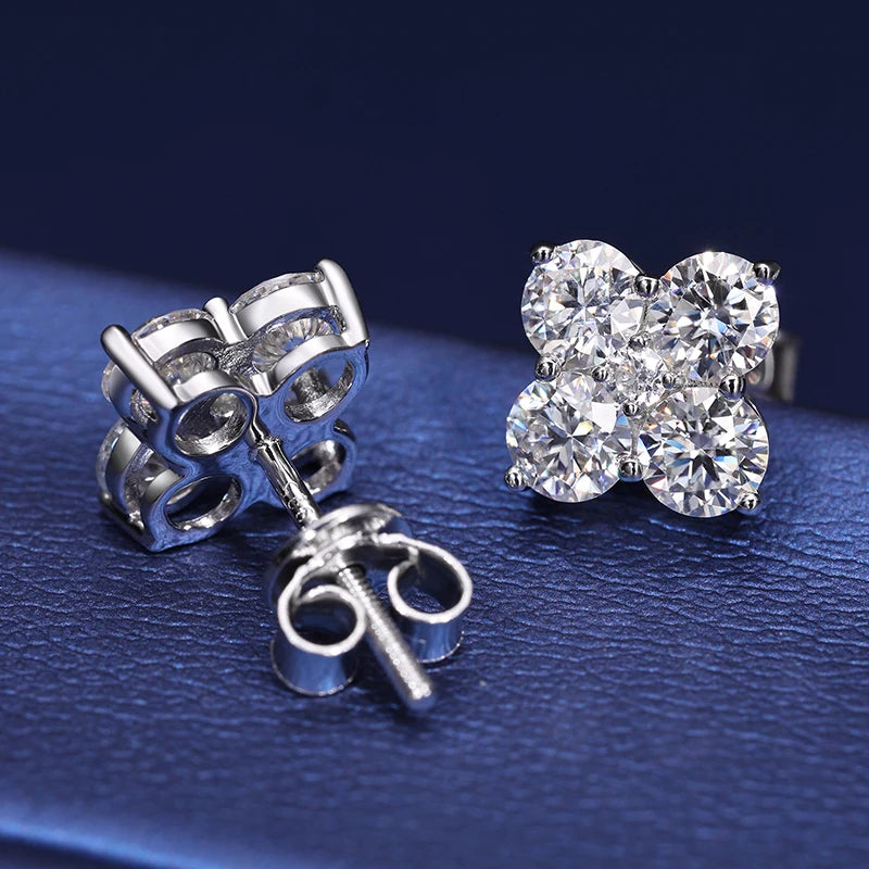 Moissanite Stud Earrings – 2.48ctw Screw Back | 925 Sterling Silver Fine Jewelry for Men & Women