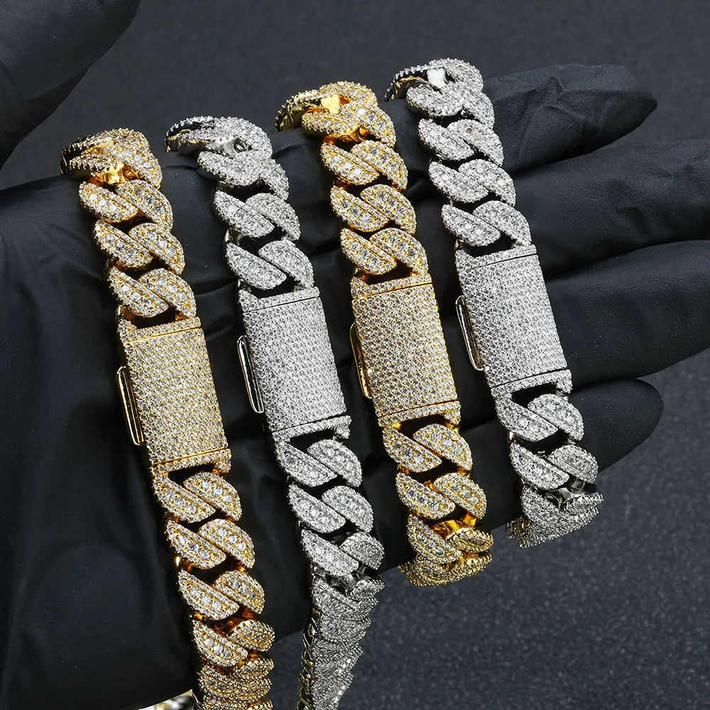 Moissanite Cuban Chain Necklace – 14mm Hip Hop Iced Out VVS Diamond | 925 Sterling Silver Jewelry for Men