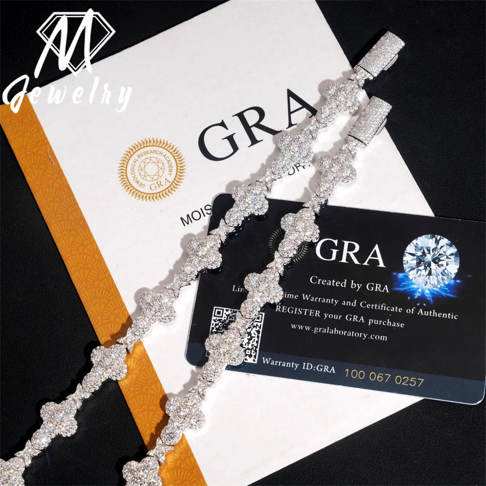 Moissanite Cuban Bracelet – 13mm VVS Iced Out Chain | 925 Sterling Silver Hip Hop Pass Diamond Tester Jewelry