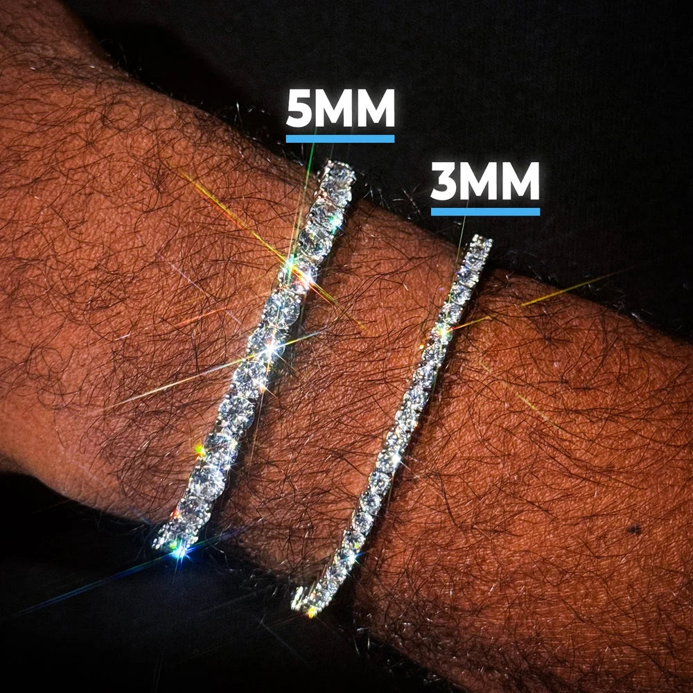 Moissanite Tennis Bracelet – 2mm 3mm 4mm 5mm VVS Iced Out Pass Diamond Test with GRA | 925 Sterling Silver Tennis Chain Jewelry