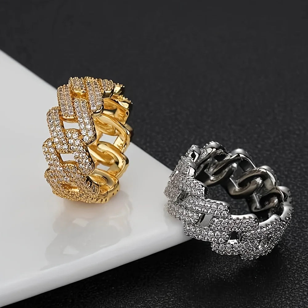 Moissanite Cuban Ring – 5.4CT Gemstone Design | S925 Sterling Silver American Street Hip Hop Jewelry Gift for Men & Women