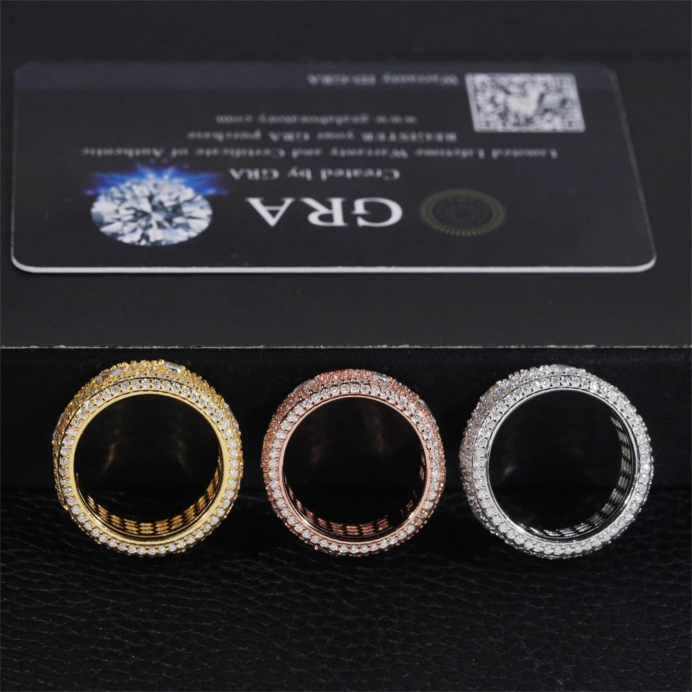 Moissanite Diamond Ring – Round Cut GRA Certified | 925 Sterling Silver Hip Hop Rock Engagement & Anniversary Fine Jewelry