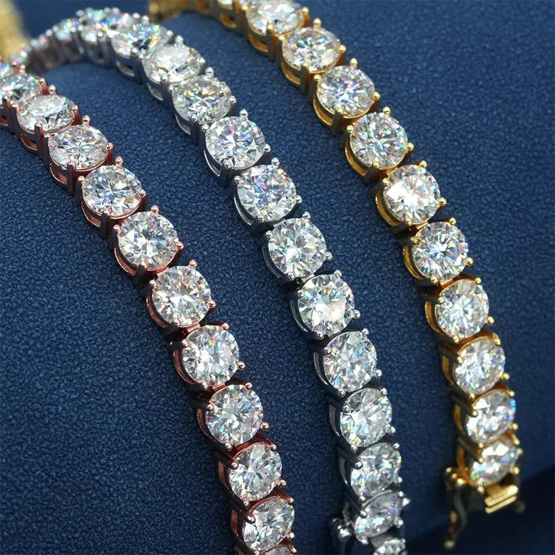 Moissanite Tennis Necklace – Patented Buckle Hip Hop Diamond Tennis Chain | 925 Sterling Silver Jewelry for Women & Men