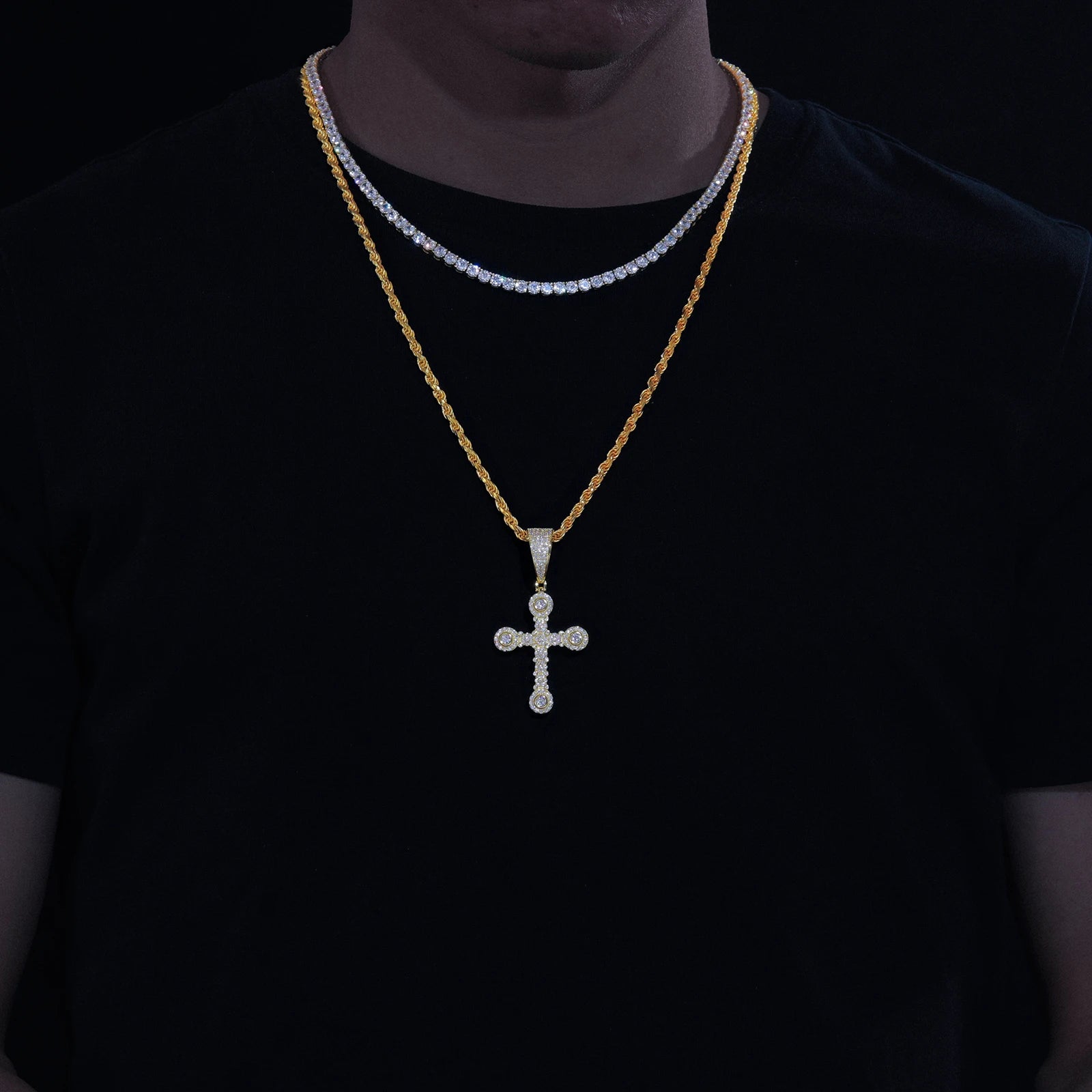 Moissanite Cross Pendant – Star-Studded Sparkle Design | 925 Sterling Silver Hip Hop Jewelry for Men & Women