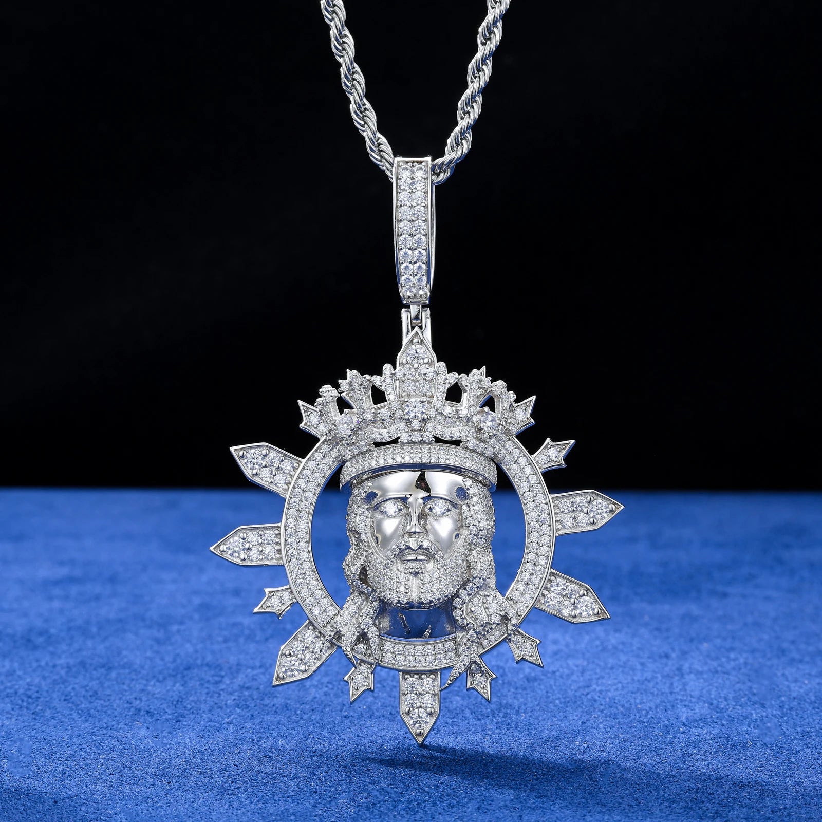 Moissanite Jesus Head Pendant Necklace – Iced Out Design | Christian Faith Hip Hop Jewelry for Men & Women