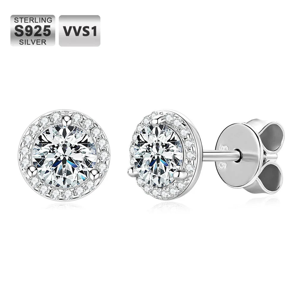 Moissanite Threaded Earrings Set – 1ct 2ct Simple Niche Style | 925 Sterling Silver Unisex Jewelry for Men & Women