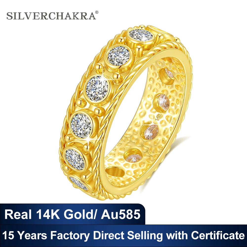 Moissanite Diamond Ring – 3mm 0.1ct Full Eternity Band | Real 14K Gold Au585 Unisex Anniversary & Party Jewelry