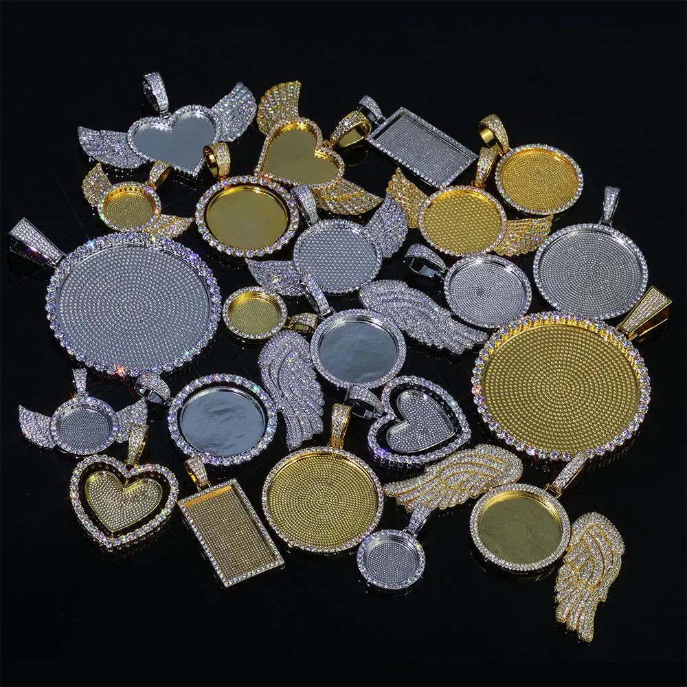 Moissanite Photo Pendant – Custom Circle Picture Chain | 925 Sterling Silver Hip Hop D Color VVS Diamond Pendant Necklace for Men & Women