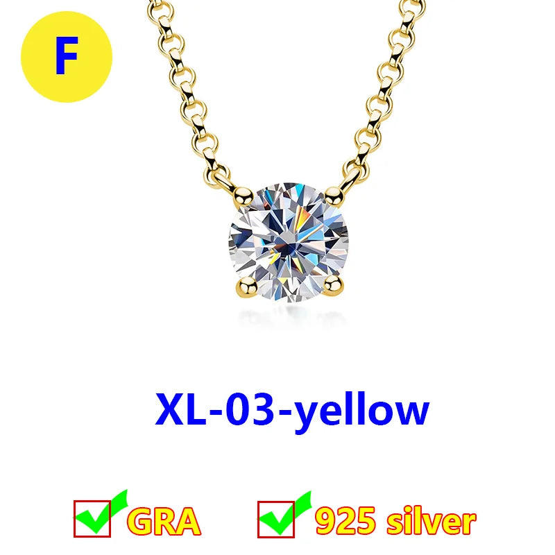 Moissanite Diamond Necklace – Classic Simple Premium Clavicle Chain | 925 Sterling Silver Jewelry for Women