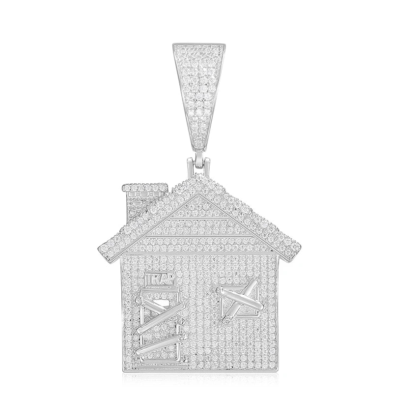Moissanite House Pendant Necklace – Iced Out Door Design | 925 Sterling Silver Hip Hop Jewelry for Men & Women