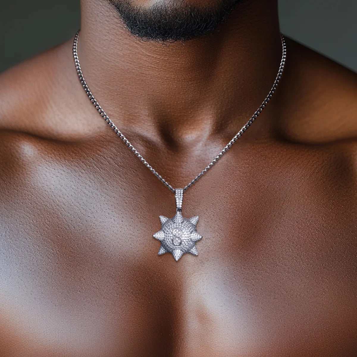 Moissanite Meteor Hammer Pendant Necklace – Chunky Layered Design | 925 Sterling Silver Hip Hop Keychain 60cm for Men & Women