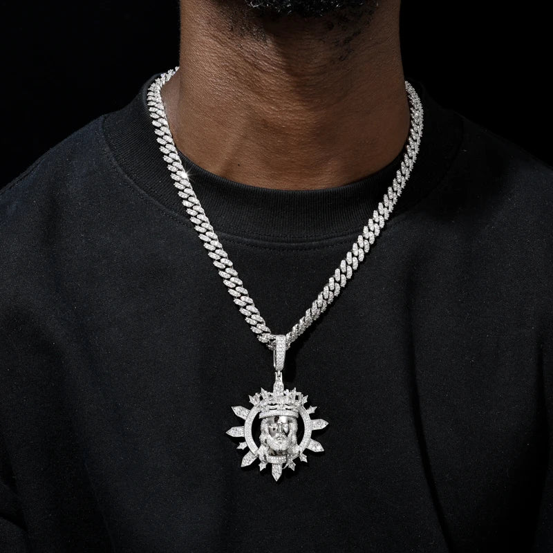 Moissanite Jesus Head Pendant Necklace – Iced Out Design | Christian Faith Hip Hop Jewelry for Men & Women
