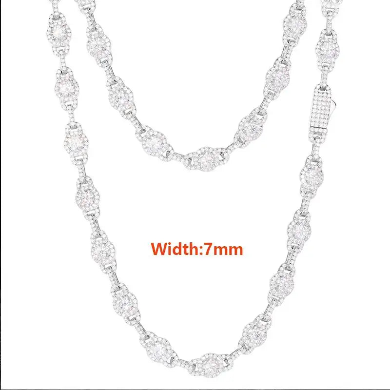 Moissanite Necklace – Iced Out D Color Hip Hop Link Chain with GRA Certificate | 925 Sterling Silver Diamond Jewelry for Men & Women