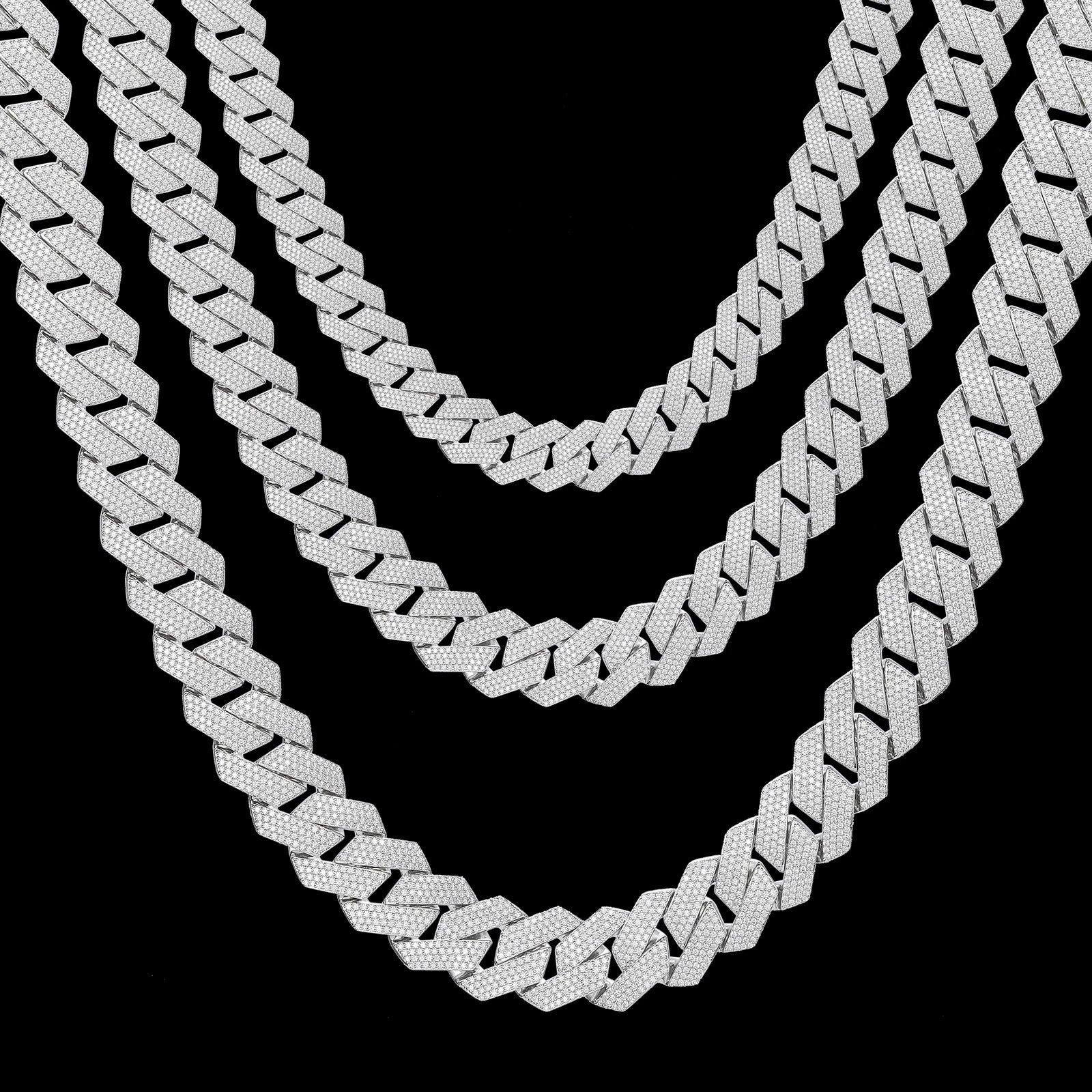 Moissanite Cuban Link Chain Necklace – 16mm 20mm 27mm Miami | S925 Sterling Silver Hip Hop Jewelry for Men & Women