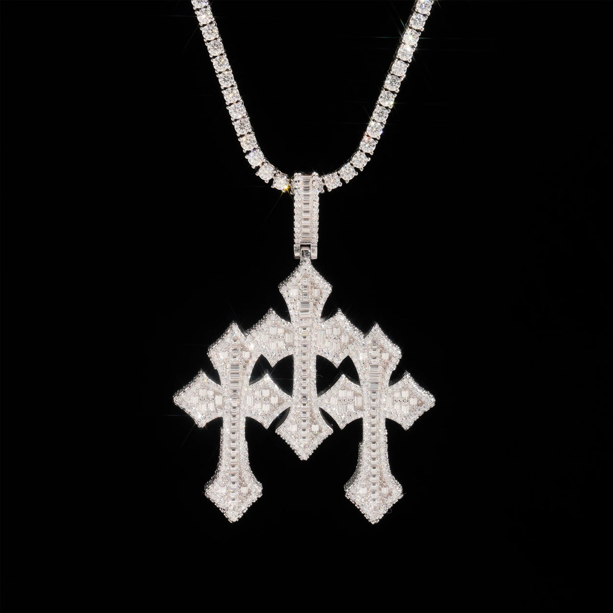 Moissanite Oversized Cross Pendant – GRA Certified | 925 Sterling Silver Fits 8mm Tennis Chain Hip Hop Jewelry