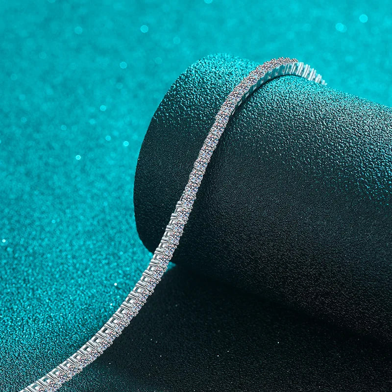 Moissanite Tennis Bracelet – 2mm 3mm D VVS1 Pass Diamond Test with GRA | 925 Sterling Silver Bracelet for Women