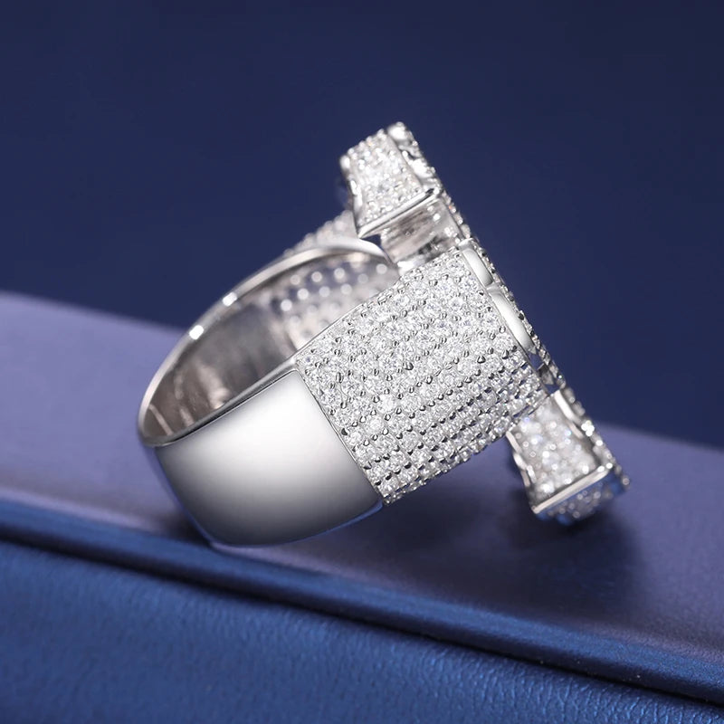 Moissanite Cross Ring – Baguette Iced Out | S925 Sterling Silver Luxury Hip Hop Jewelry for Men & Women
