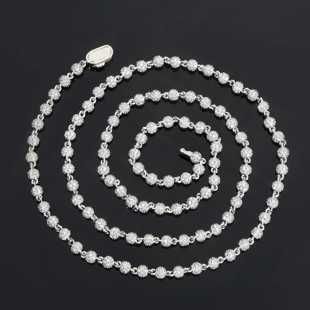 Moissanite Bead Cuban Chain Necklace – 4mm Customized New Design Shiny Iced Out VVS Hip Hop | 925 Sterling Silver Jewelry