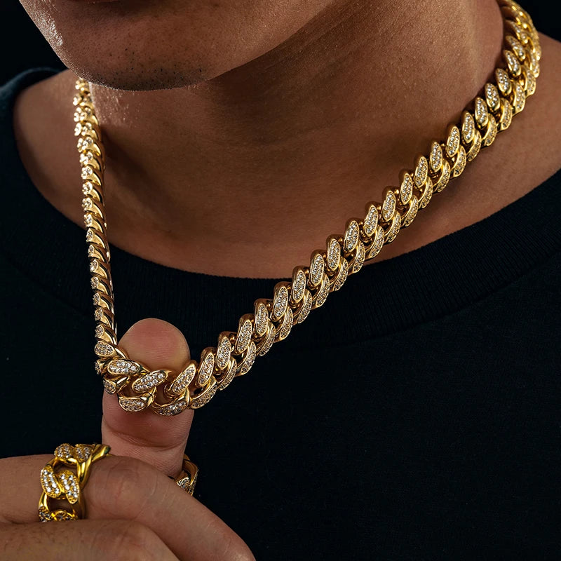 Moissanite Cuban Link Chain Necklace – 12mm Iced Out | 925 Sterling Silver Hip Hop Jewelry for Men & Women