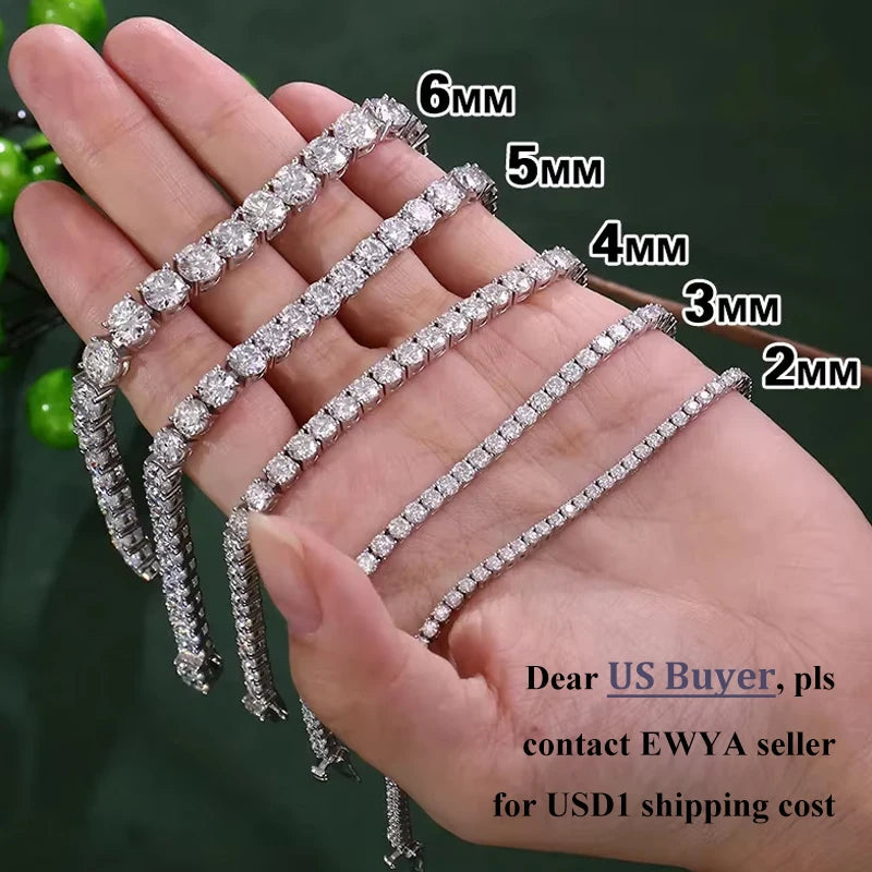 Moissanite Bracelet – 0.1ct 3mm D VVS1 with GRA Certificate | 925 Sterling Silver Sparkling Wedding Party Fine Jewelry for Women & Men